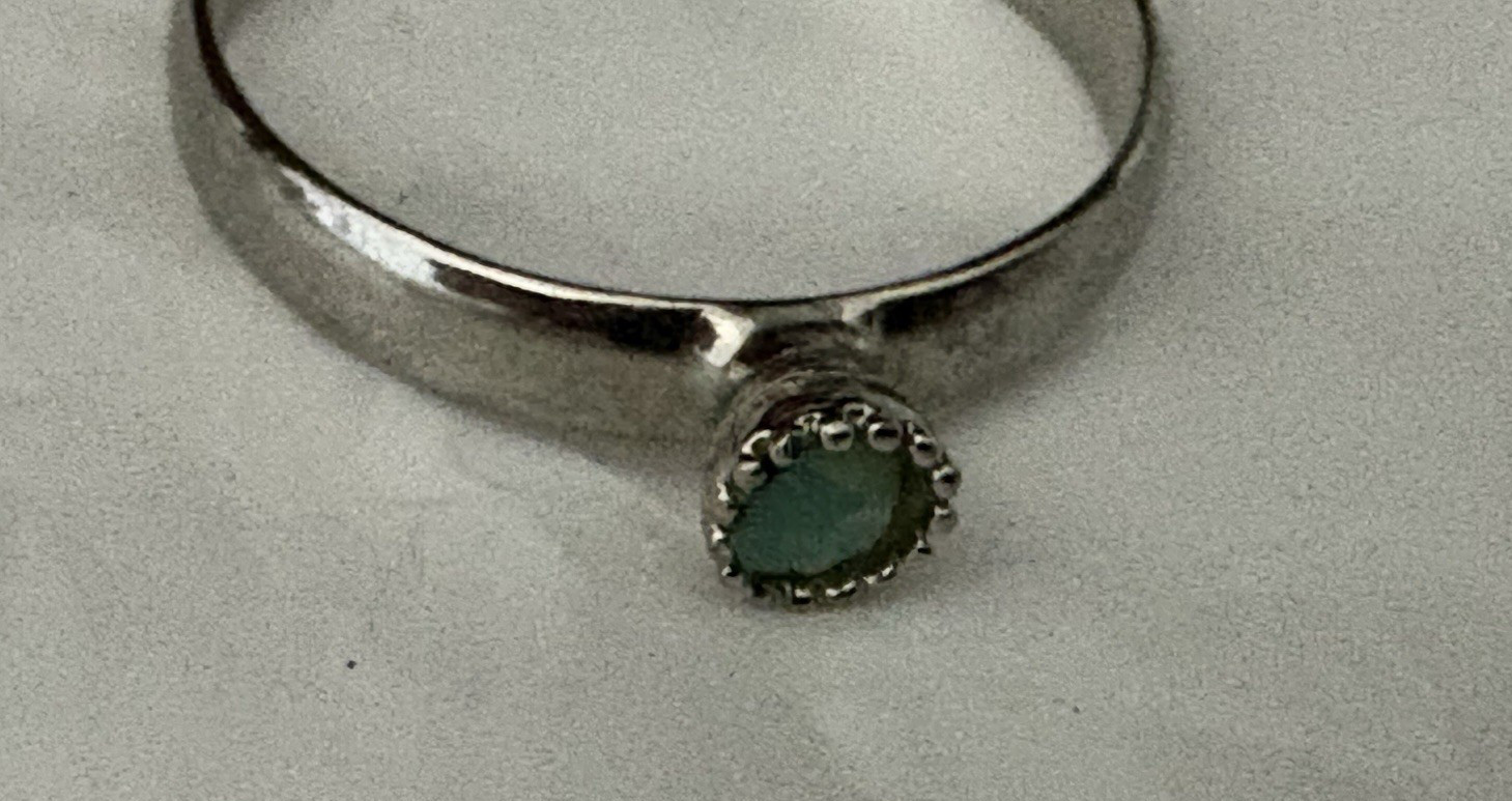 Green Stone Silver Ring Pinky Stacking Sterling S… - image 2