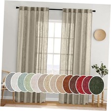 Linen Curtains 84 Inch Length 2 Panels for 52"W x 84"L Pack of 2 Oatmeal