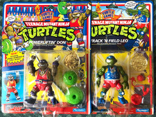 TMNT - POWERLIFTIN    DON  &  TRACK 'N FIELD LEO  -  1992 Playmates - unopened MOC