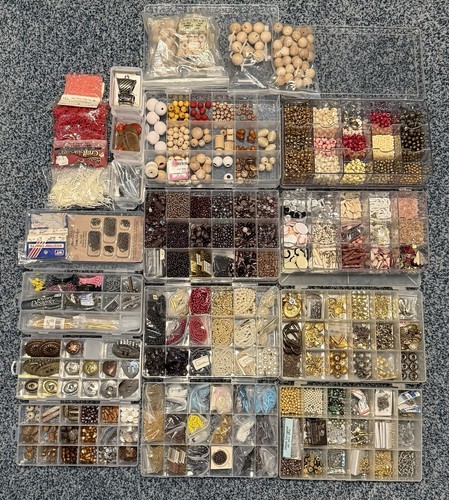 HUGE Lot Jewelry Supplies Beads Findings Pendants Storage - Over 18 lbs