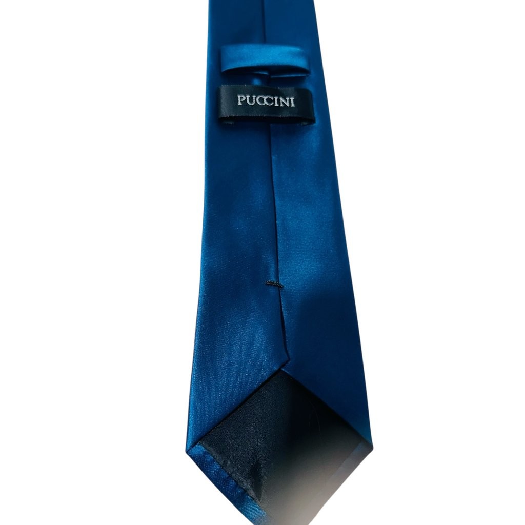 Puccini Solid Blue Silk Tie - image 3
