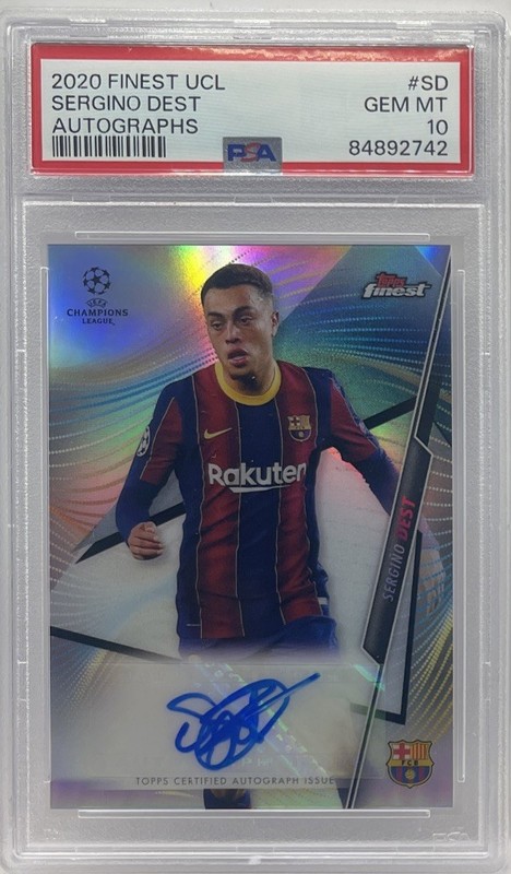 2020 Topps Finest UEFA Sergino Dest Auto Autograph #FA-SD PSA 10 GEM Barcelona