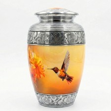 Adult Cremation Urn for Human Ashes   Hummingbird  Sunse Flower Aluminium Urn