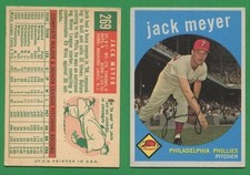 1959 Topps Baseball ~~~ JACK MEYER ~~~ No. 269 ~~~ FREE S/H