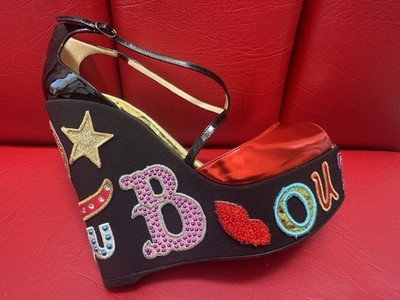 Christian Louboutin ICONIC Loubi Zeppa Crisscross Wedges NWT Box