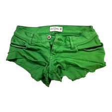 Abercrombie Kids Green Denim Shorts Distressed Frayed Hem Size 14