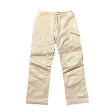 Hugo Buscati Genuine Leather Crop Pants Women's Vintage 2 Mid Rise Beige Y2K 90s