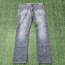 Flypaper Jeans Mens 34x32 Blue Straight Leg Distressed Denim Casual Pants