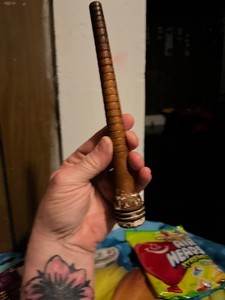 1 Unique Vintage Wooden with Metal Accent 10" & 8.75" Weaving Bobbin