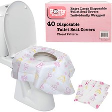 Toilet Seat Covers Disposable 40 Pack, Floral - XL Waterproof Toilet Cover ...