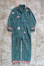 Vtg 70s Big Mac Green HBT Coveralls 40L Novelty Patches Folk Art Custom Trim