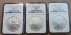 Lot/3 2007W American Silver Eagle Burnished NGC MS69 Early Release Blue Label PQ
