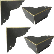 4PCS Black Metal Corner Protectors 2.76in Antique Box Furniture Edge Guards