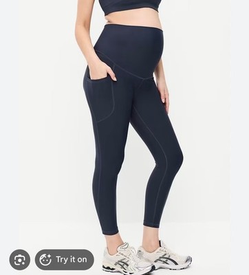 Old Navy MATERNITY Full-Panel 7/8 Powersoft Leggings Size M- Navy- NWT