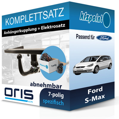 Für Ford S-Max 05.06-12.14 ORIS Anhängerkupplung abnehmbar + 7polig E-Satz neu