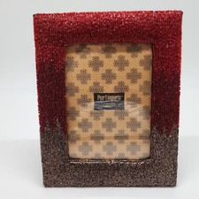 Pier 1 Imports Beaded Picture Frame 5" X 7" Red  Brown