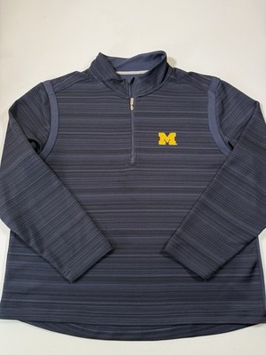 Michigan Wolverines Jacket Mens XL Blue 1/4 Zip Tommy Bahama Football NCAA Logo