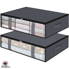 Breathable 2-Pack Under Bed Storage Bags - 40L Organizer for Clothes & Blankets