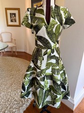 Oscar de la Renta Dress Size 0 Banana Leaf Botanical Jacquard, Silk Lined Italy