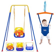 FUNLIO 2 in 1 Swing Set for Toddler  Baby Jumper, Heavy Duty Kids Swing  Bo...