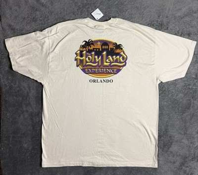 Vintage Holy Land Experience Shirt Mens 2XL Beige Purple Orlando Theme Park NEW