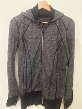 Lululemon Daily Practice Jacket Women  s Size 6 Black Heathered Full Zip Hooded