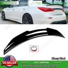 For 2014-2024 Infiniti Q50 PSM Style Highkick Rear Spoiler Wing Lip Gloss Black