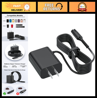 4.5V Charger Cord for Babyliss Pro Trimmer & Clipper - 6FT Power Cable Compatibl