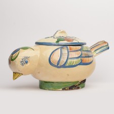 VTG Tlaquepaque Pottery Mexico Folk Art Hen Chickadee Casserole Tureen Dish