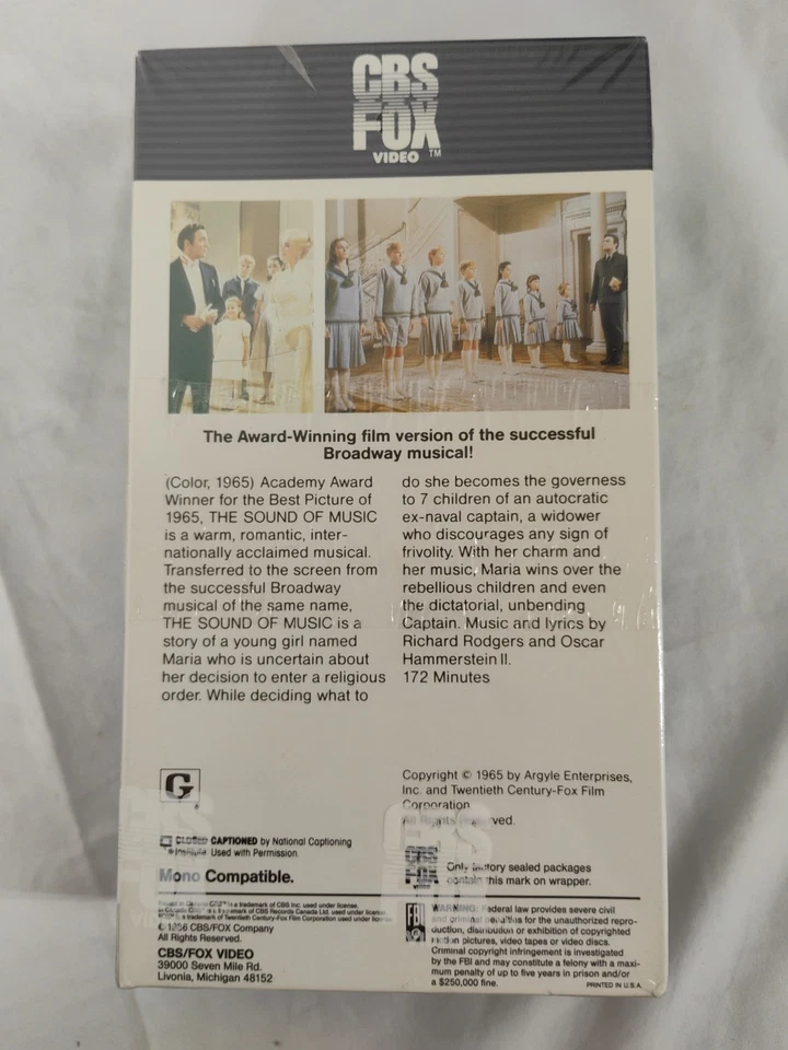 Sound of Music VHS 2 Tape Set Fox CBS 1986 New Factory Sealed Collector - Image 3 of 4