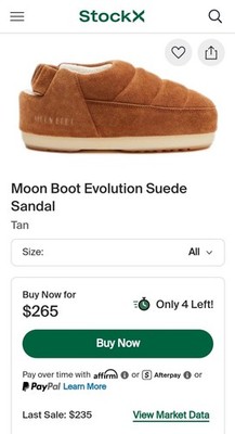 Moon Boots Evolution Sandal Suede Size 7/7.5 US 39 EU New In Box