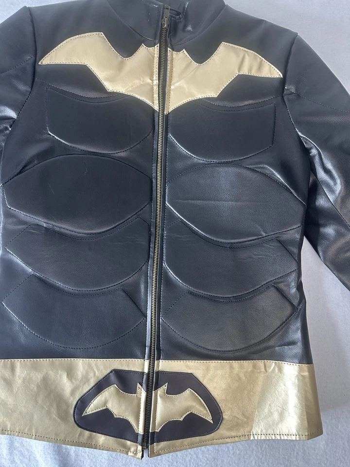 Chaqueta Disfraz Batgirl Mujer’s XS Negro Dorado Imitación Cuero Superhéroe  Foto 2 de 4