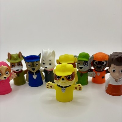 Lot of 9 Paw Patrol Finger Puppets Kids Bath Toy Set Good Condition