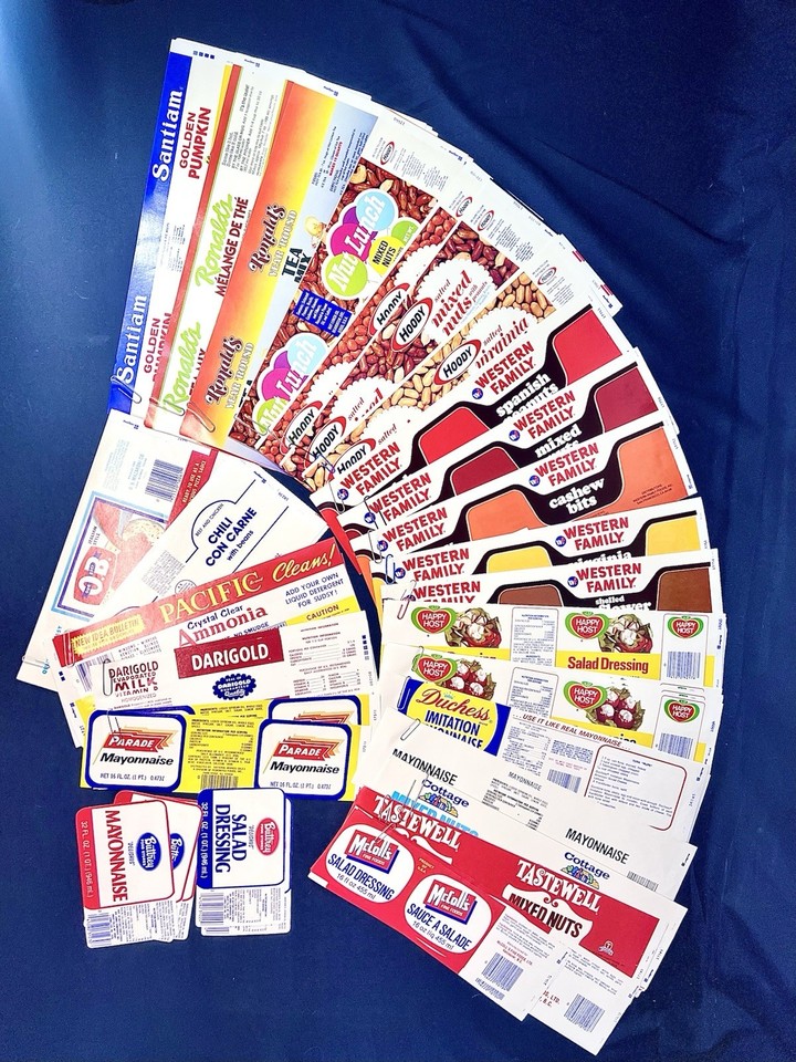 126 Vintage Can Labels 26 Varieties Total Collector's Lot UNUSED Msg ...