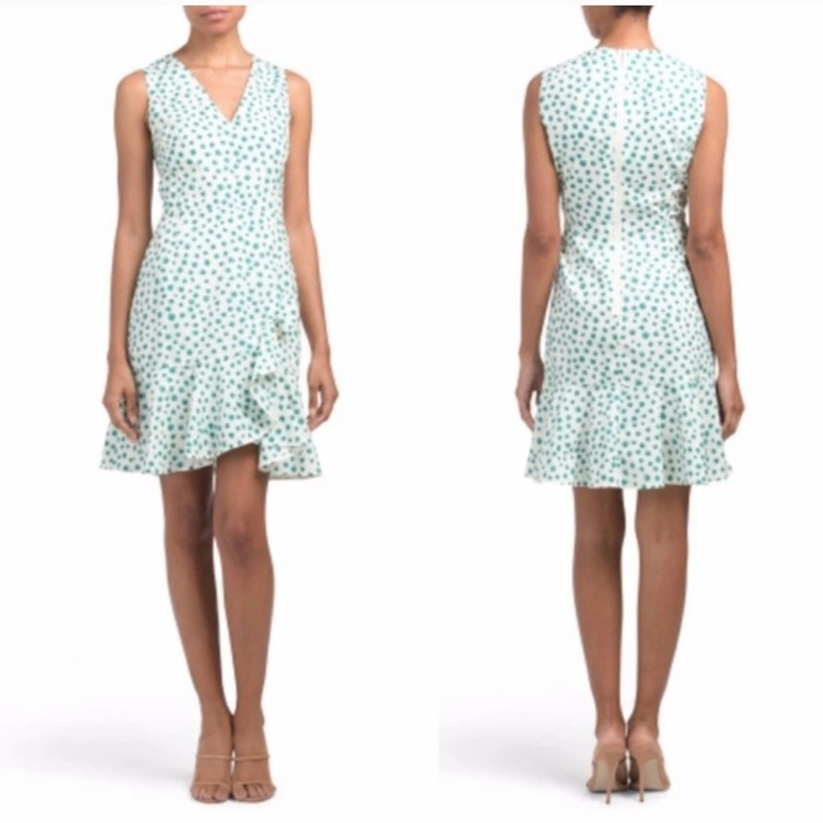 VETEMENTS REBECCA TAYLOR Mini Abito Classico Smeraldo Margherita Stampa Floreale Finto Avvolgente NUOVO