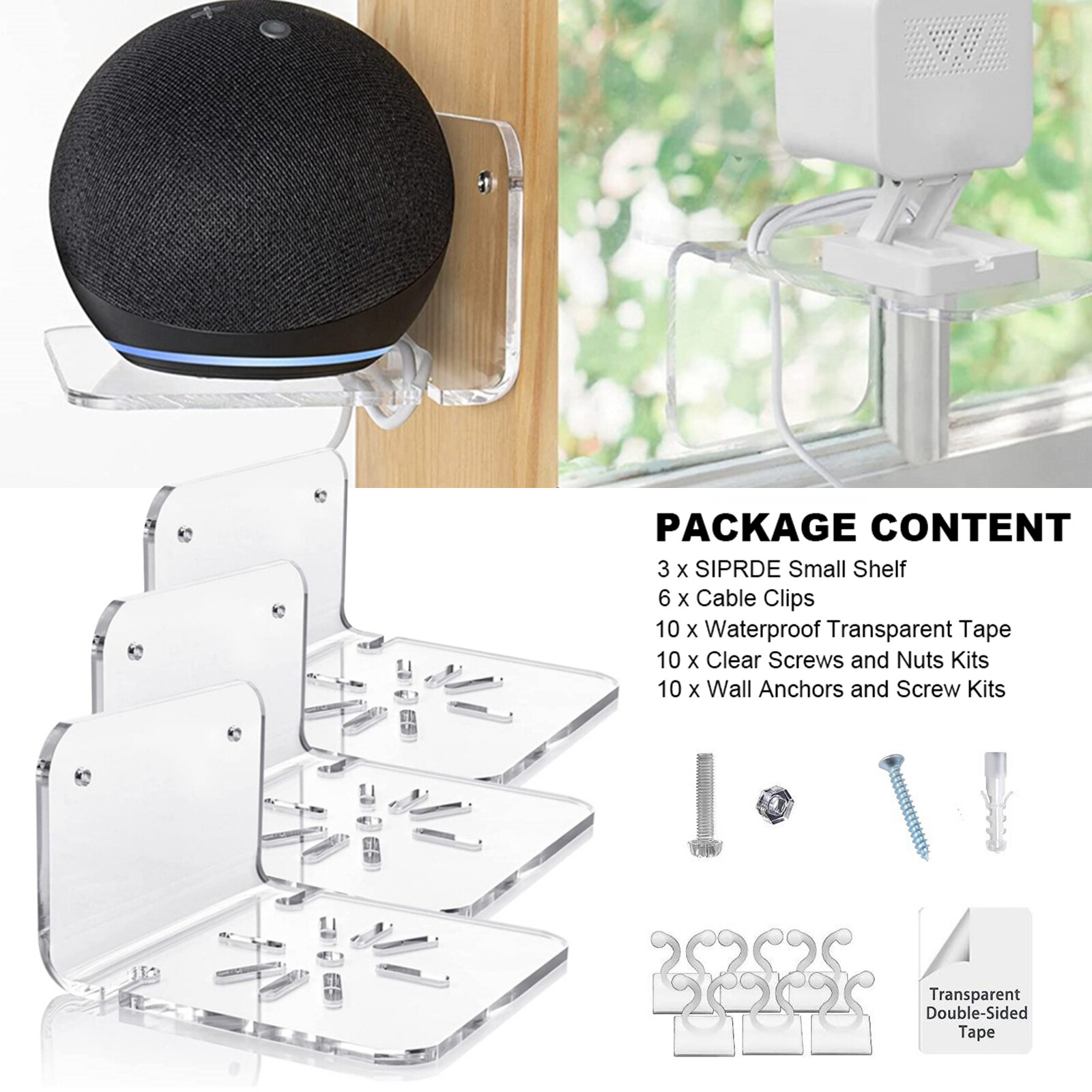 Acrylic Wall Shelves Shelf Floating Display Decor Wall Home Mount Storage Rack