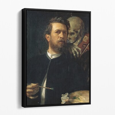 Self Portrait With Death Playing The Fiddle Canvas Wall Art Print