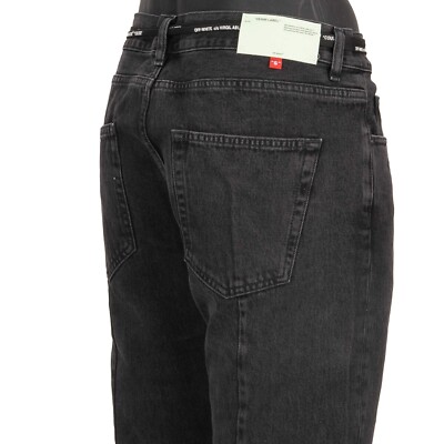 OFF-WHITE Virgil Abloh Gothic Embroidered Slim Back Dart Jeans