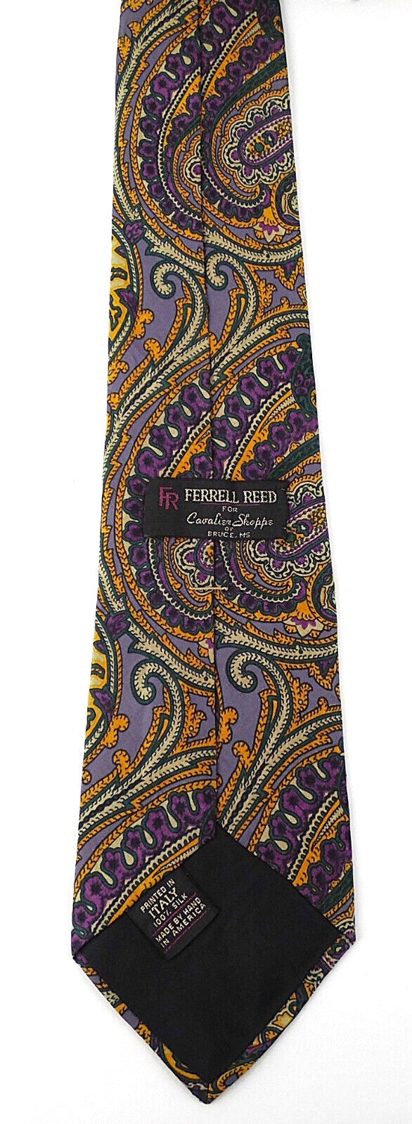 Ferrell Reed for Cavalier Shoppe Bruce, MS Prple Paisley Necktie Tie