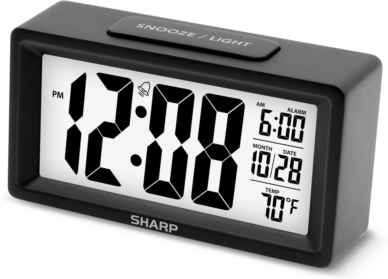 Digital Alarm Clock with Temperature Display, Nightlight, and Calendar - Battery Powered  -image