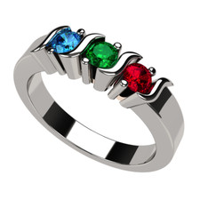 10K/14K Gold/Sterling Silver S-Bar Mothers Ri...