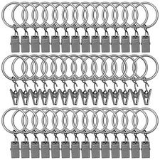 42 Pack Curtain Rings with Clips 1.26" Interior Diameter,Metal Drapery Ring w...