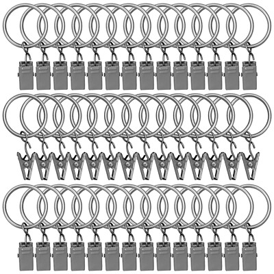 42 Pack Curtain Rings with Clips 1.26'' Interior Diameter,Metal Drapery Ring w...