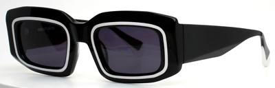 GIGI STUDIOS Chess 6877/1 Black White Unisex Rectangle Sunglasses 49-23-145 B:33