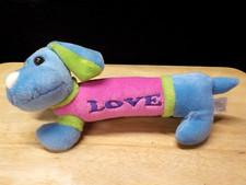PINK AND BLUE "LOVE" PLUSH DACHSHUND DOG DISPLAYED CONDITION