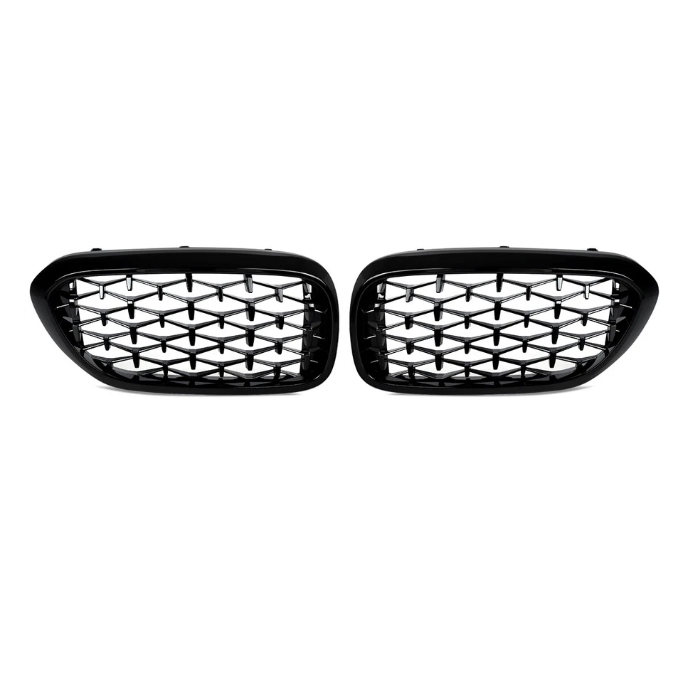 Gloss Black Diamond Grill Front Kidney Grille For 2017-2020 BMW 5-Series G30 G31 Foto 3 de 4