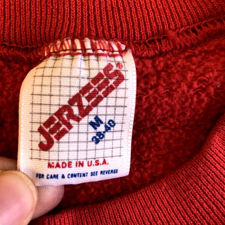 Sudadera De Colección Años 70 Russell Jerzees Rojo Pullover Atlético 50/50 RAGLAN EE. UU. M Foto 2 de 4