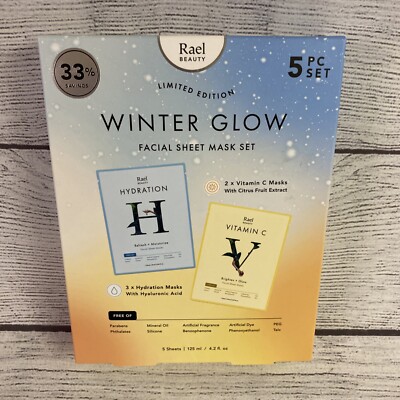 5 PC Set Rael Beauty Limited Edition Facial Sheet Mask Set Hydration FAST SHIP!