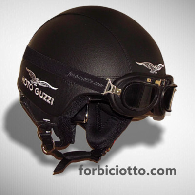 Casco vintage in pelle personalizzato Moto Guzzi ricamo logo frontale  Aquila | eBay