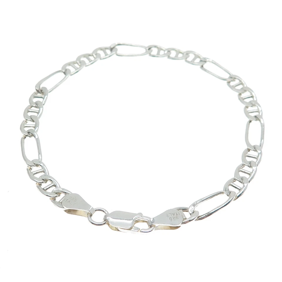 DANECRAFT 925 Sterling Silver Italy Figaro Link Bracelet 7.25" - Image 4 of 4